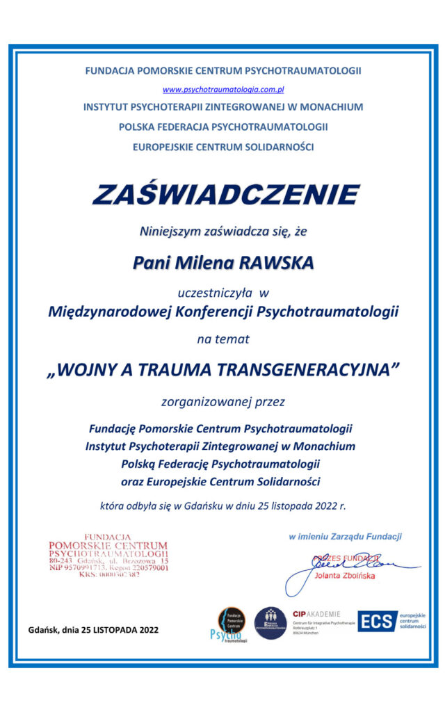 zaświadczenie wojna a trauma transgeneracyjna